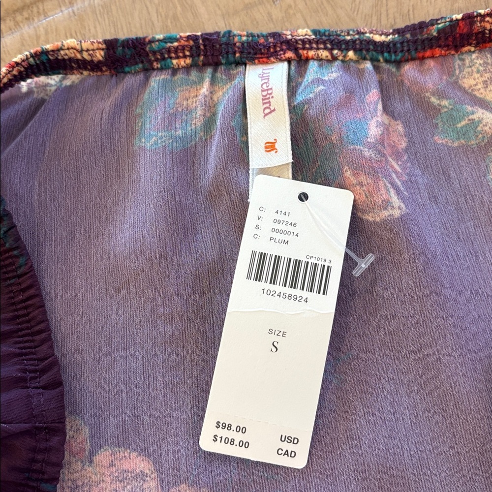 Anthropologie LyreBird Strapless Sheer Chiffon Floral Maxi Dress Small NWT - Picture 5 of 7